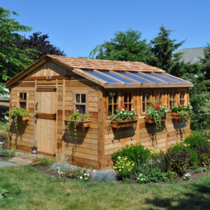 12×12 Western Red Cedar – Sunshed Garden Shed – Sunlit Greenhouse & Hobby Studio Kit