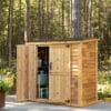 Wooden garden shed in forest setting
