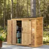 Wooden garden shed in forest setting