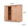 Wooden storage shed with dimensions shown