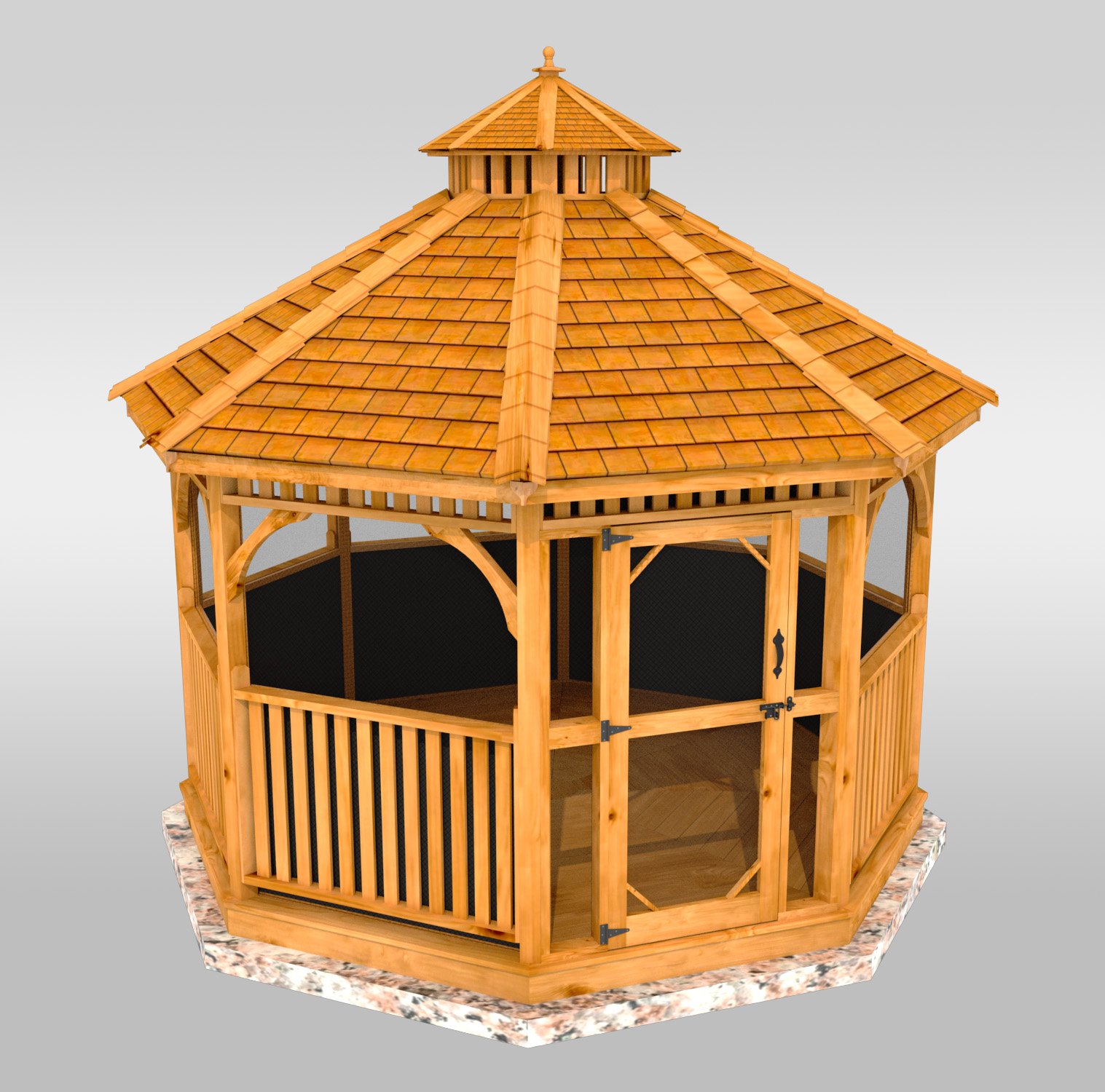 Outdoor Living Today 12 Ft Bayside Cedar Octagon Gazebo With Screen Kit Bayside12gosk
