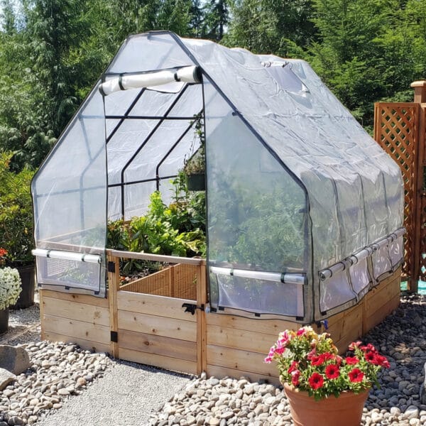 Raised Cedar Garden Bed | 8 ft × 8 ft 5 Greenhouseg Kit Raised Garden Bed 8x8 Western Red Cedar Outdoor Living Today Garden Kit 34