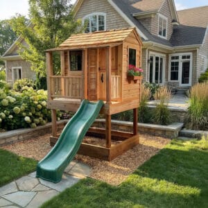 6×6 Little Cedar Playhouse – Western Red Cedar – Kids’ Playhouse & Sandbox Kit