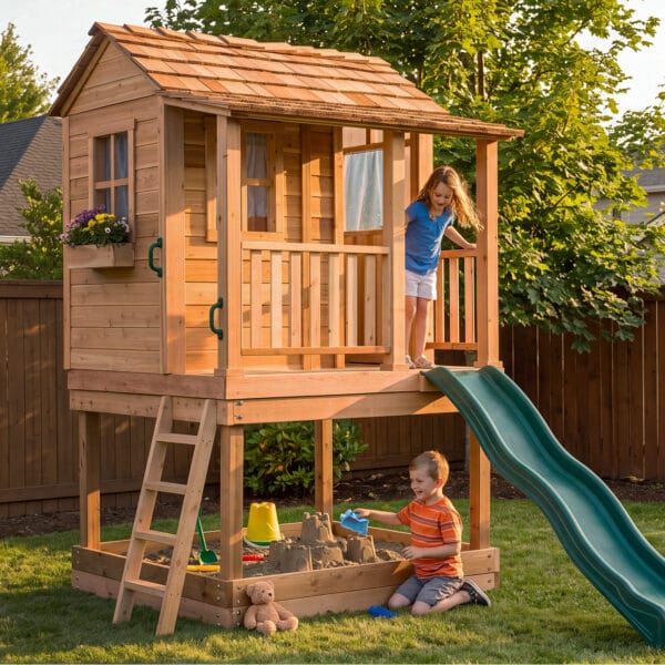 Little Cedar 6x6 Playhouse Western Red CEdar Outdoor Living Today Childrens Playhouse 30