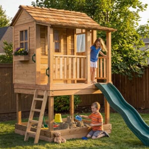 6×6 Little Cedar Playhouse – Western Red Cedar – Kids’ Playhouse & Sandbox Kit