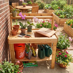 4×2 Western Red Cedar Potting Bench – Outdoor Garden Workstation