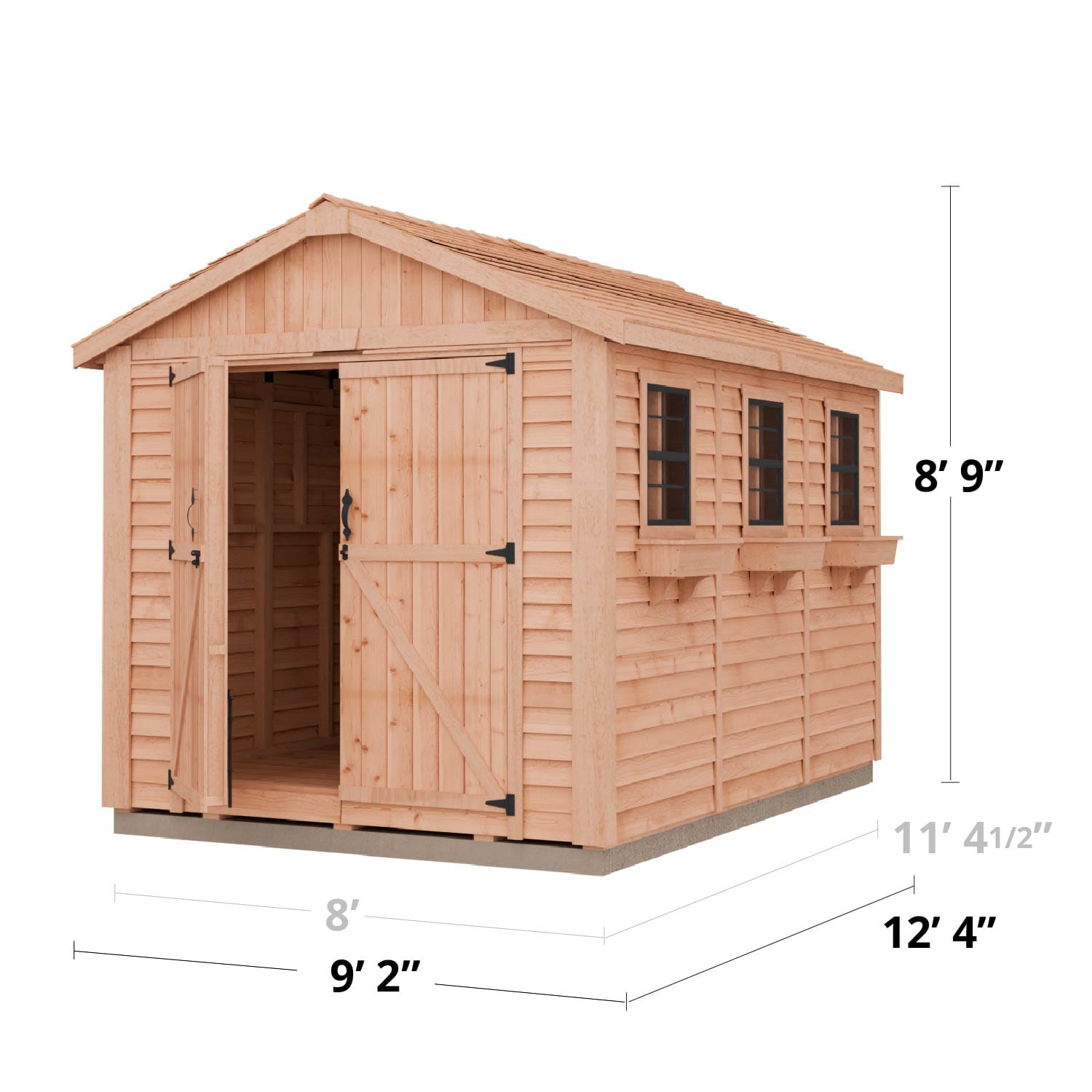 8×12 Western Red Cedar – SpaceMaster Shed – Double Door Storage Kit 20 SM812 Product Dimension Graphics 1500x1500 1