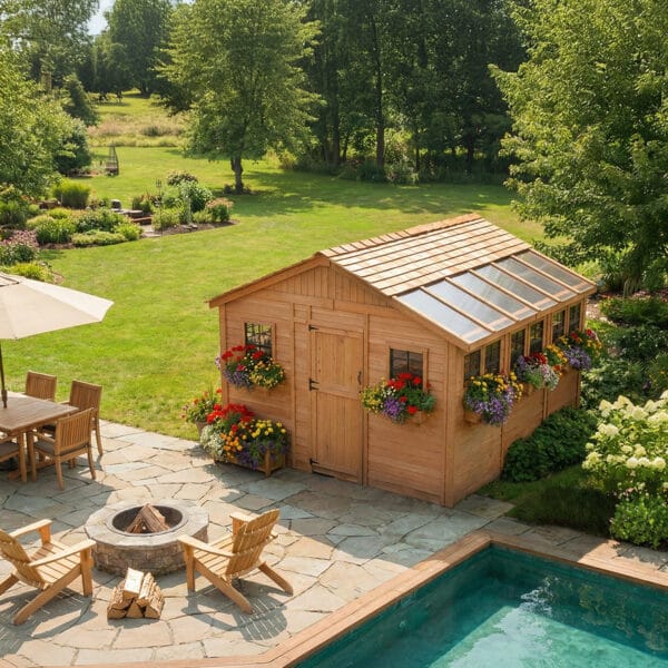 Sunshed 12x12 Garden shed Western Red Cedar cedar shed Outdoor Living Today 1