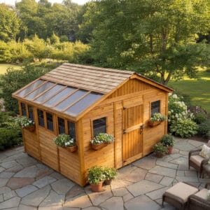 12×12 Western Red Cedar – Sunshed Garden Shed – Sunlit Greenhouse & Hobby Studio Kit