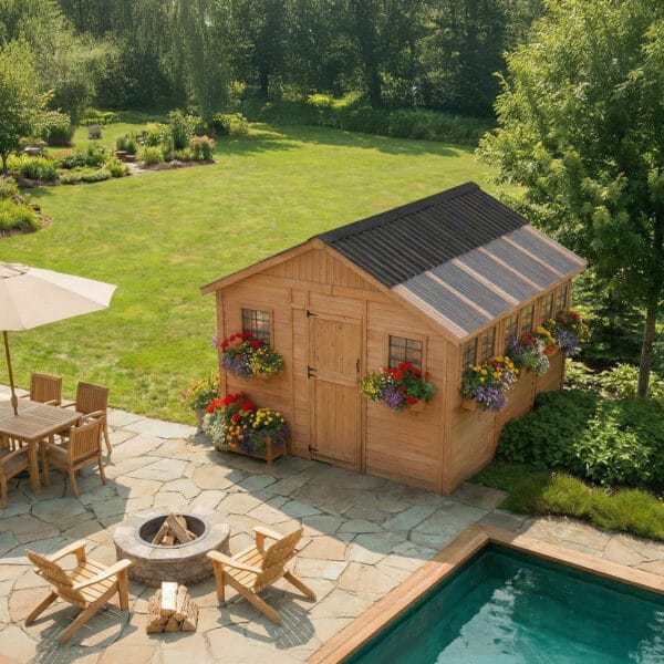 Sunshed 12x12 Garden shed Western Red Cedar cedar shed Outdoor Living Today 9 jpg