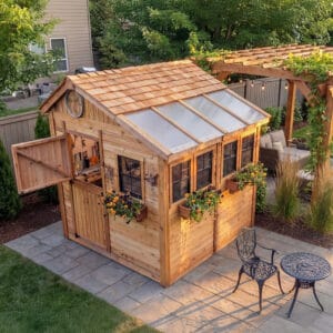 8×8 Western Red Cedar – Sunshed Garden Shed – Greenhouse & Workspace Kit
