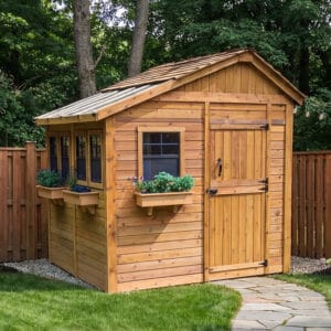 8×8 Western Red Cedar – Sunshed Garden Shed – Greenhouse & Workspace Kit