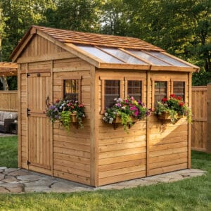 8×8 Western Red Cedar – Sunshed Garden Shed – Greenhouse & Workspace Kit
