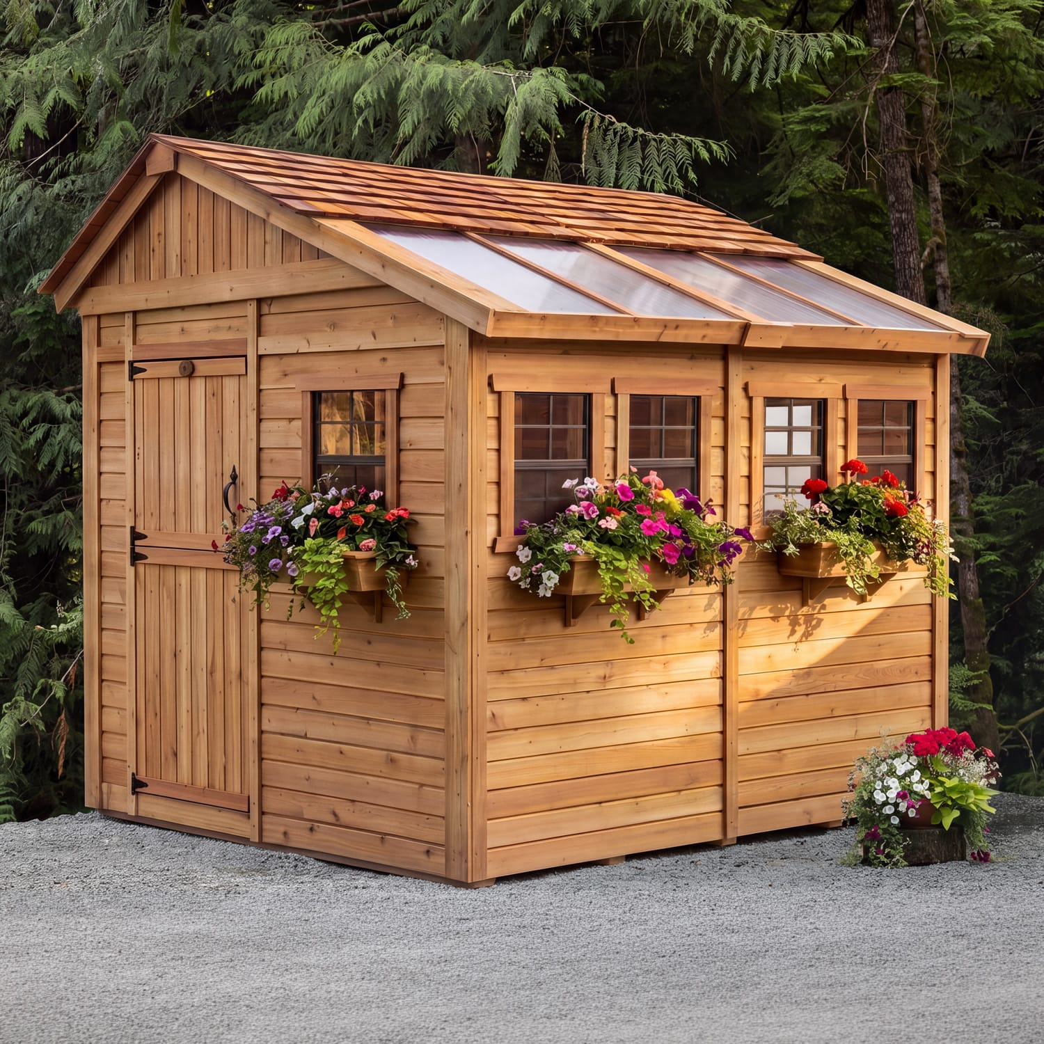 8×8 Western Red Cedar – Sunshed Garden Shed – Greenhouse & Workspace Kit