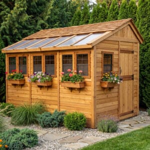 8×12 Western Red Cedar – Sunshed Garden Shed – Sunlit Workspace & Greenhouse Kit