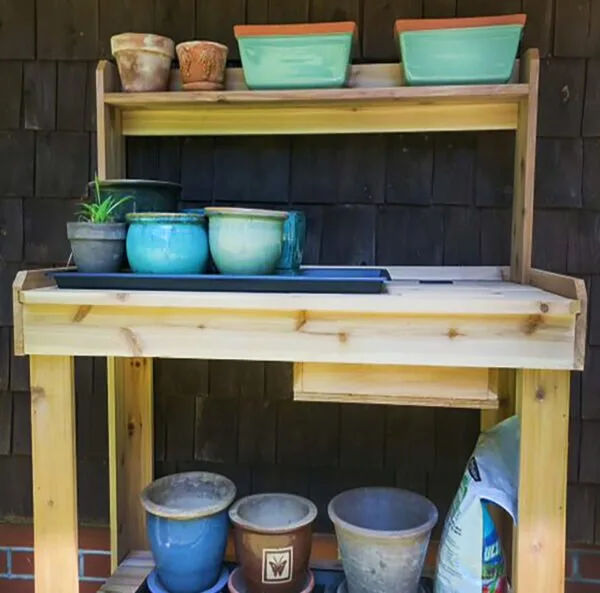 4×2 Western Red Cedar Potting Bench – Outdoor Garden Workstation 14 pb 42 5
