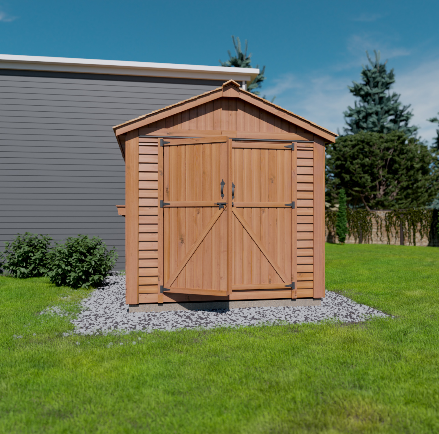 Space Master Cedar Shed 8x12 Outdoor Living Today Center Angle