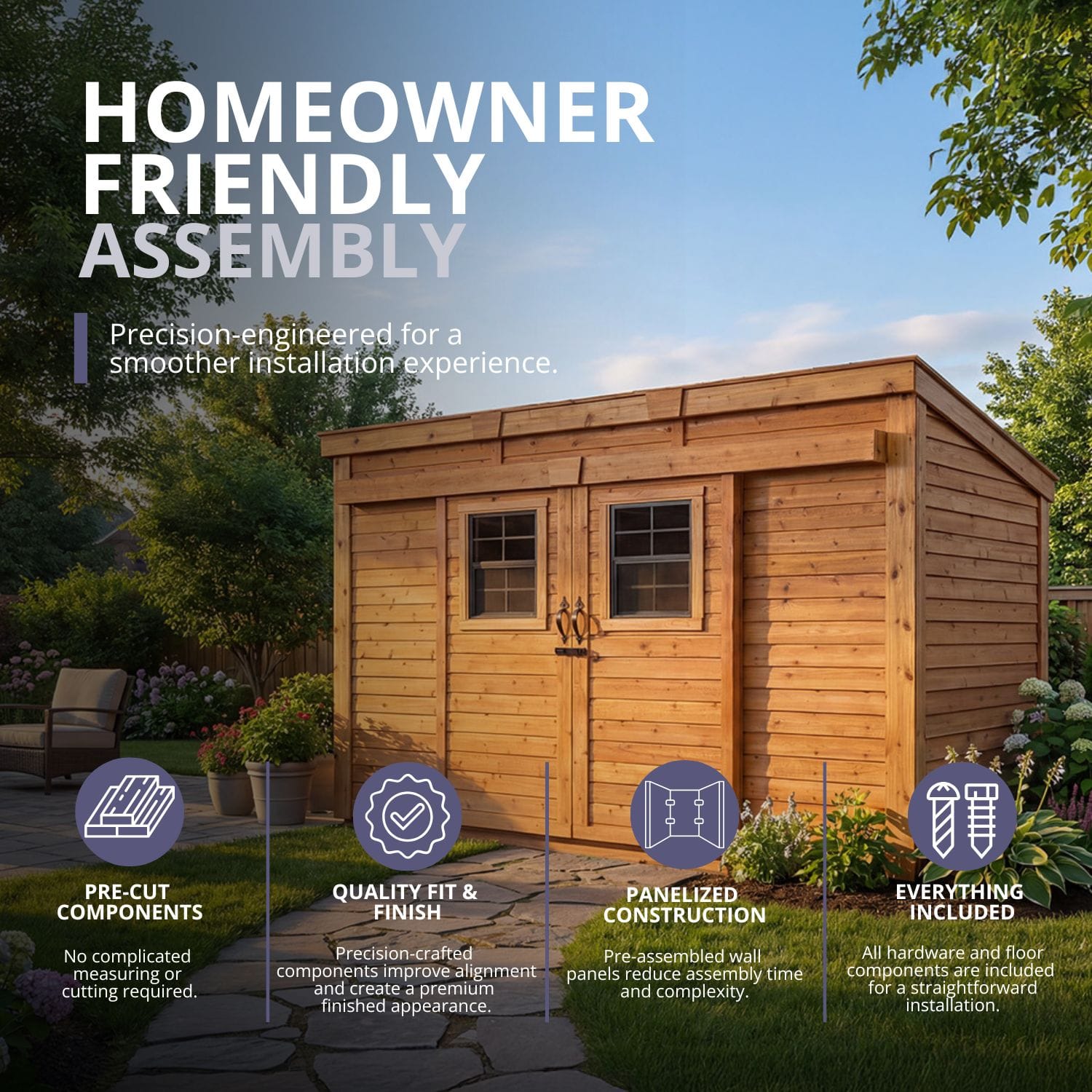 12×4 Western Red Cedar – SpaceSaver Shed – Lean-To Sliding Door Storage Kit 11 Spacesaver Lean to Shed with Sliding Door 12x4ft Shed Kit cedar roof Outdoor Living Today Lean To Shed Western Red Cedar Feature Cards 1 5