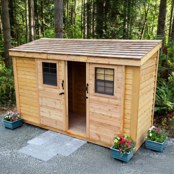 12×4 Western Red Cedar – SpaceSaver Shed – Lean-To Sliding Door Storage Kit 8 Spacesaver Lean to Shed with Sliding Door 12x4ft Shed Kit cedar roof Outdoor Living Today front Sloping Roof Lean To Shed Western Red Cedar 53