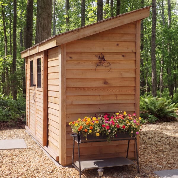 Spacesaver Lean to Shed with Sliding Door 12x4ft Shed Kit cedar roof Outdoor Living Today front Sloping Roof Lean To Shed Western Red Cedar 63