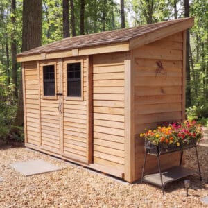 12×4 Western Red Cedar – SpaceSaver Shed – Lean-To Sliding Door Storage Kit