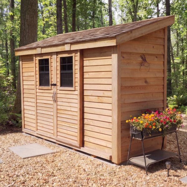 Spacesaver Lean to Shed with Sliding Door 12x4ft Shed Kit cedar roof Outdoor Living Today front Sloping Roof Lean To Shed Western Red Cedar 65
