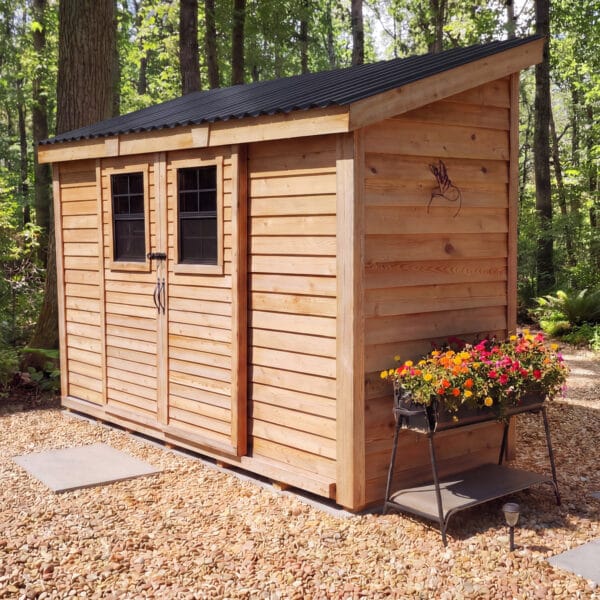 Spacesaver Lean to Shed with Sliding Door 12x4ft Shed Kit cedar roof Outdoor Living Today front Sloping Roof Lean To Shed Western Red Cedar 67