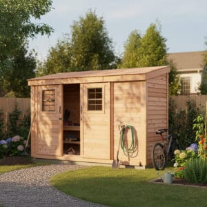 12×4 Western Red Cedar – SpaceSaver Shed – Lean-To Sliding Door Storage Kit