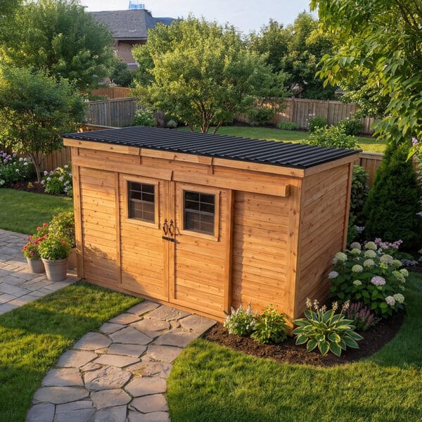 Gardensaver Lean to Shed with Sliding Door 12x4ft Shed Kit cedar roof Outdoor Living Today Back Sloping Roof Lean To Shed Western Red Cedar Kit 14