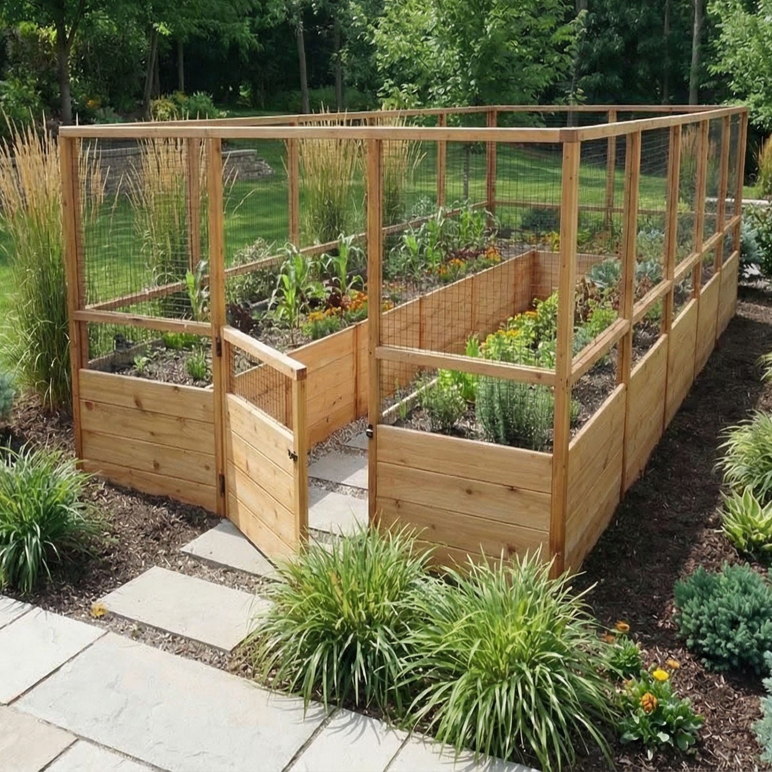 Raised Garden Bed 8x16 Western Red Cedar Gardening Kit Deer Fence Kit Outdoor Living Today Raised Garden Bed 1