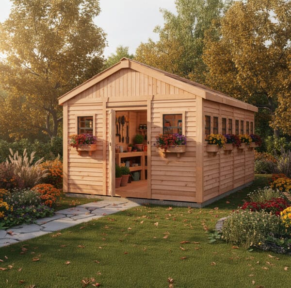 Sunshed Garden Shed 12x16 Western Red cedar Greenhouse Shed Outdoor Living Today