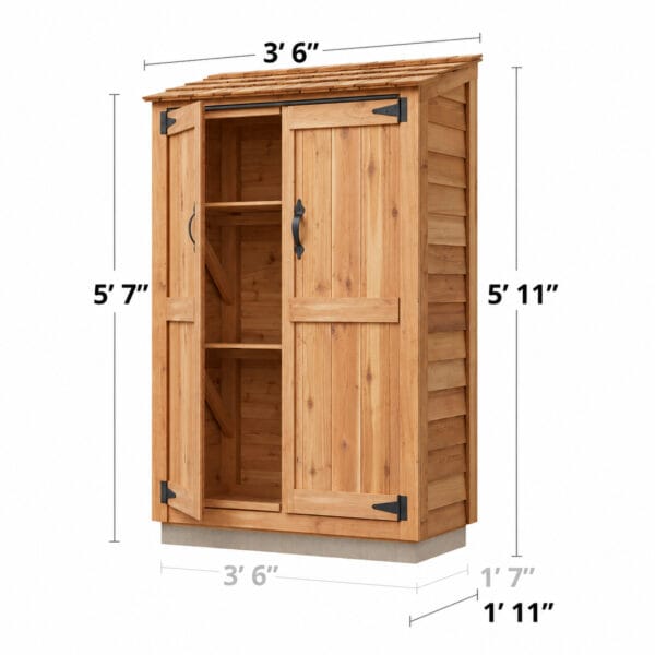 4×2 Western Red Cedar Garden Chalet – Beautifully Crafted Tool Shed 19 4x2 Garden Chalet Shed Garden shed Western Red Cedar cedar shed Outdoor Living Today Dimensions