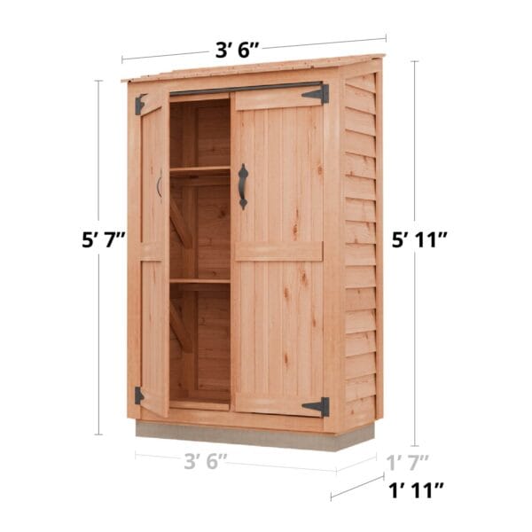 4×2 Western Red Cedar Garden Chalet – Beautiful Crafted Tool Shed 20 GC42 Product Dimension Graphics 1500x1500 1