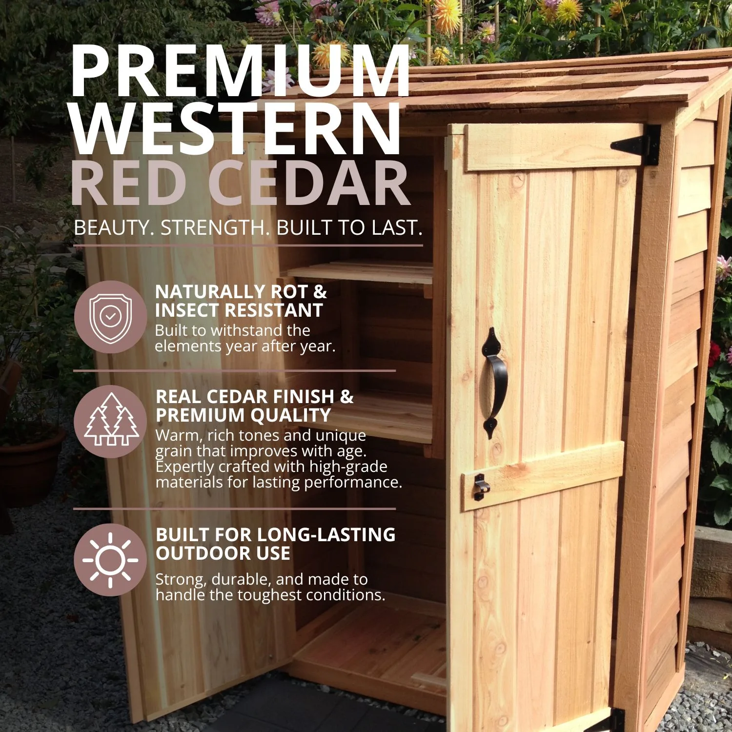 4×2 Western Red Cedar Garden Chalet – Handcrafted Tool Shed