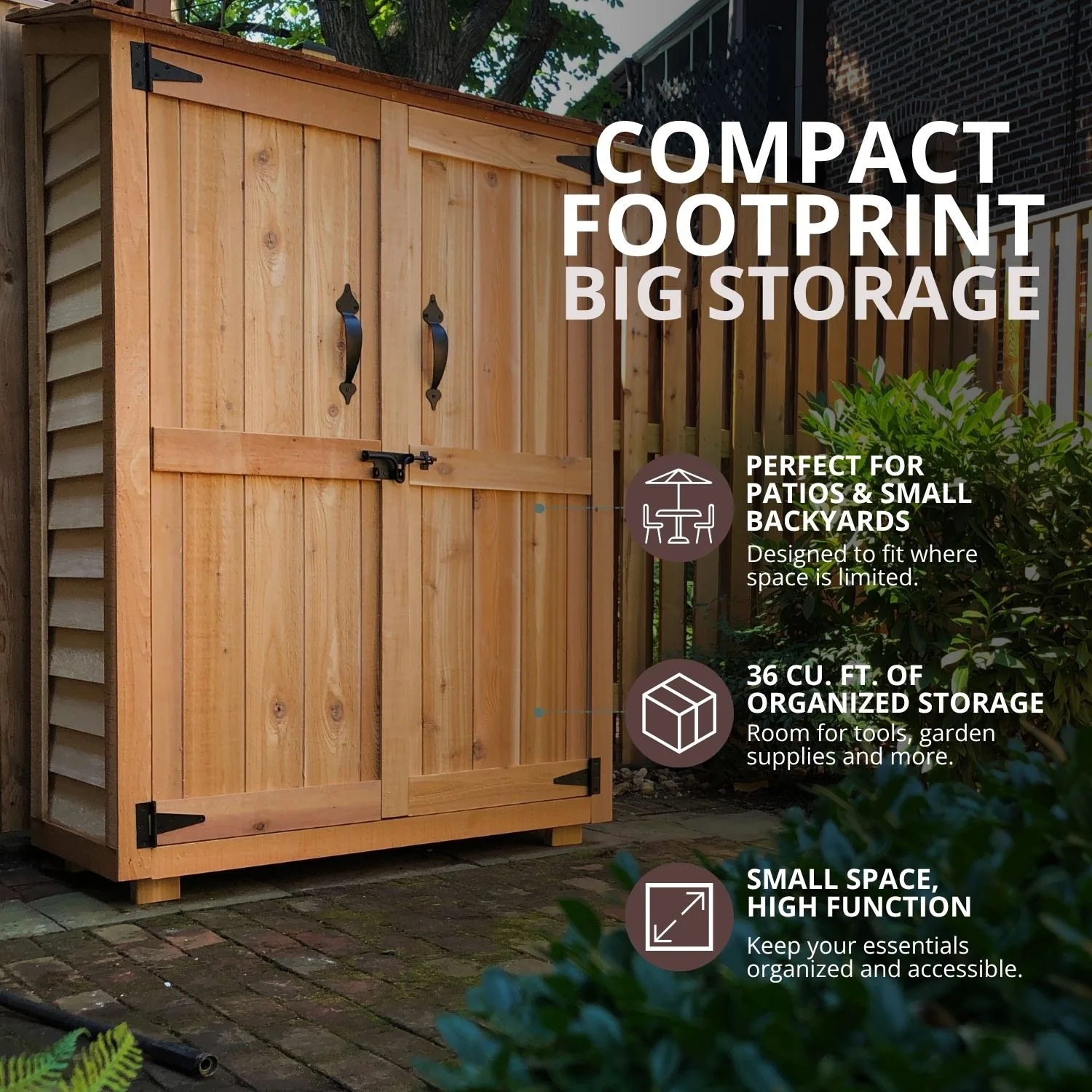 4×2 Western Red Cedar Garden Chalet – Handcrafted Tool Shed