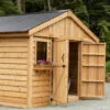 Wooden shed with open doors