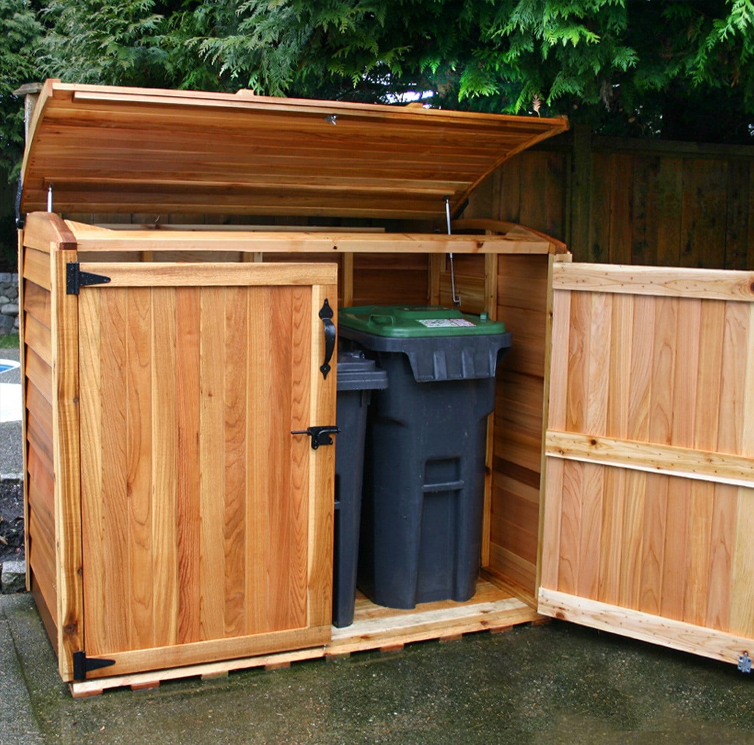 Cedar Outdoor Garbage Can Storage Bins and Enclosures