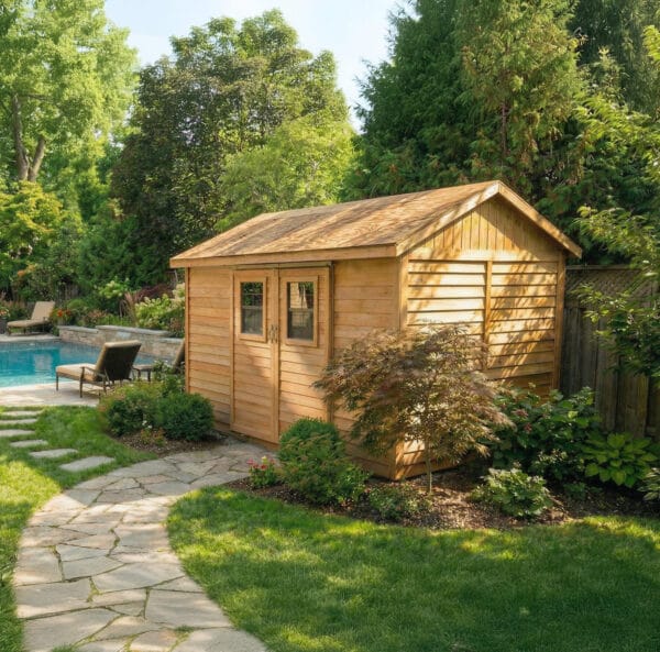 12x8 Cabana slider Garden shed Western Red Cedar cedar shed Outdoor Living Today 2