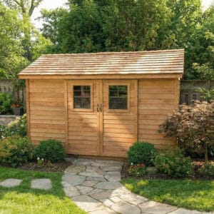 12×8 Western Red Cedar Cabana Shed – Double Sliding Door