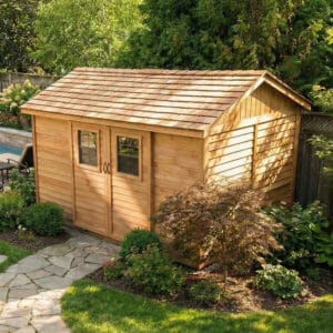 12×8 Western Red Cedar Cabana Shed – Double Sliding Door
