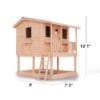 Wooden playhouse with ladder and dimensions