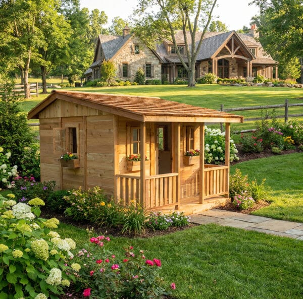 Cozy Cabin Playhouse & Sandbox | 7×9 3 Cozy Cabin Playhouse Western Red CEdar Outdoor Living Today Childrens Playhouse 8