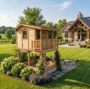 Cozy Cabin Playhouse Western Red CEdar Outdoor Living Today Childrens Playhouse 9