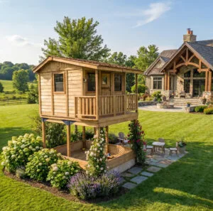 Cozy Cabin Playhouse Western Red CEdar Outdoor Living Today Childrens Playhouse 9