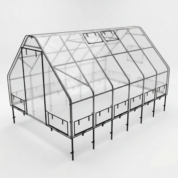 Greenhouse Cover and Black Metal Frame For Raised Garden Bed 8x12 1