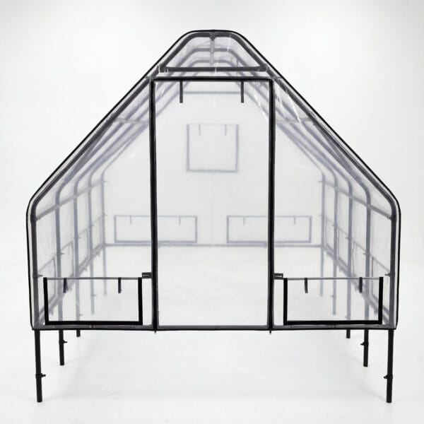 Greenhouse Cover and Black Metal Frame For Raised Garden Bed 8x8 3