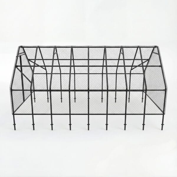 Bird Net Cover and Black Metal Frame For Raised Garden Bed 8x16 3