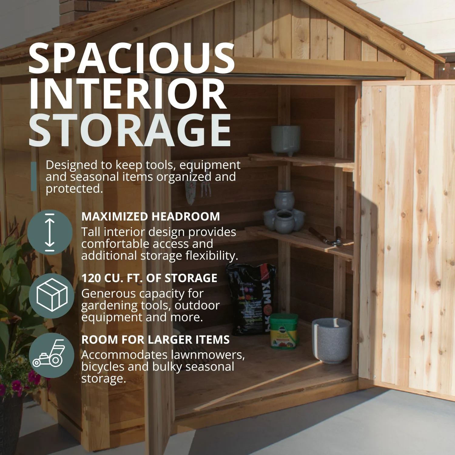 6×4 Western Red Cedar Shed – SpaceMaster Double Door Shed