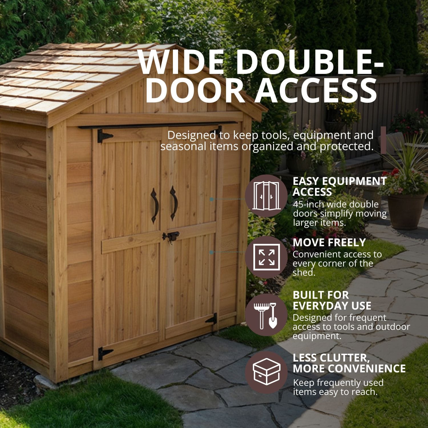 6×4 Western Red Cedar Shed – SpaceMaster Double Door Shed