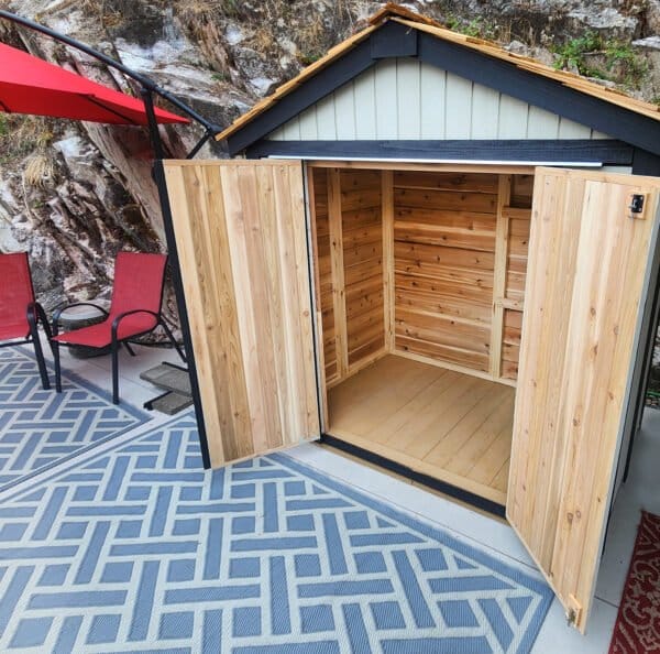 6×4 Western Red Cedar – SpaceMaster Shed – Double Door Storage Kit 8 sm64 both doors open reverse